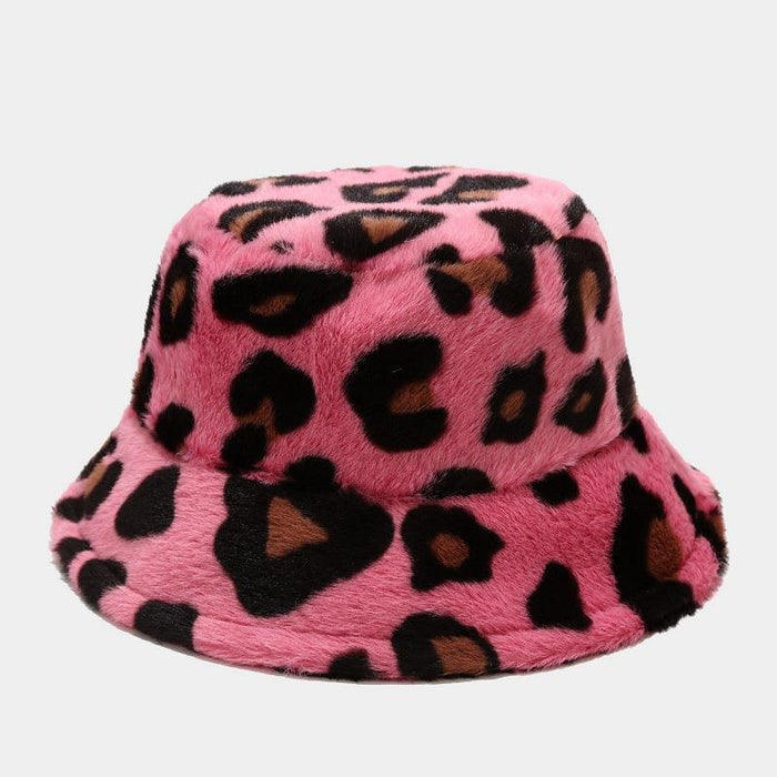 Wholesale Hat Acrylic Leopard Print Fleece Thickened Windproof Bucket Hat JDC-FH-PangQ001