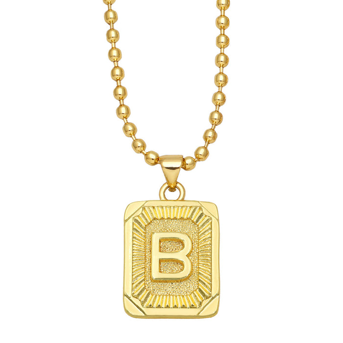 Wholesale Fashion Versatile 26 English Alphabet Necklaces Plated 18K Gold Square Letters JDC-NE-AS586