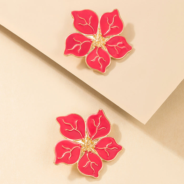 Wholesale earrings alloy dripping oil flowers MQO≥2 JDC-ES-lingg016