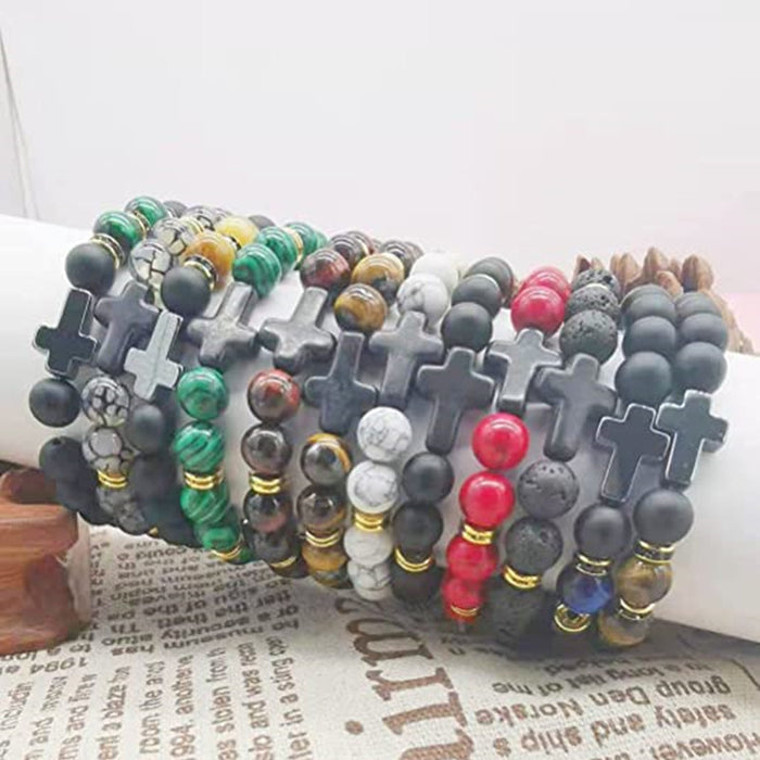 Wholesale Bracelet Black Gallstone Colorful Beads Hand Beaded Elasticity MOQ≥2 JDC-BT-DNS002