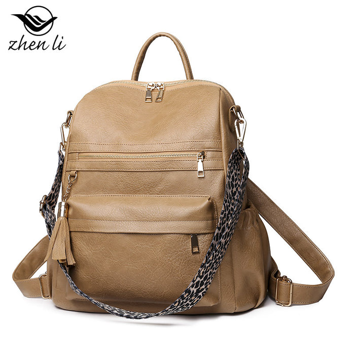 Wholesale Backpack PU Leopard Print Large Capacity JDC-BP-ZLD006