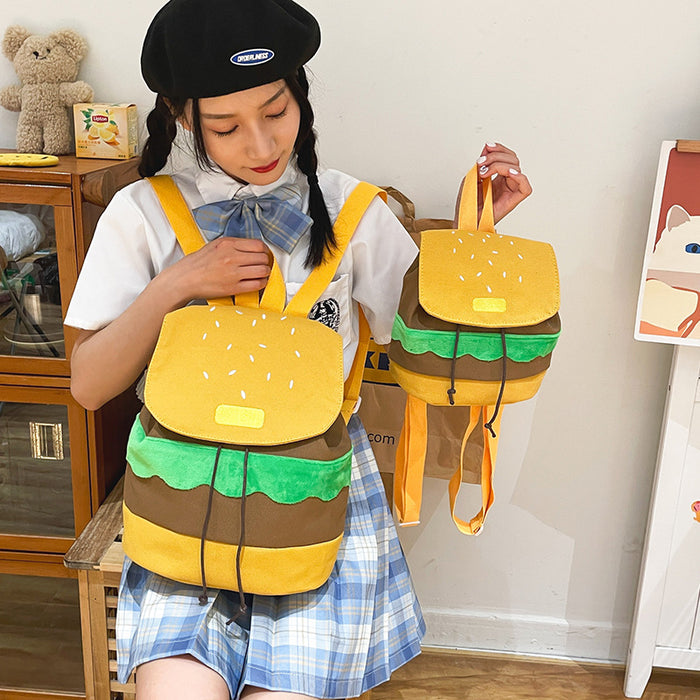 Wholesale canvas cartoon funny hamburger soft backpack包 JDC-BP-Hanc003