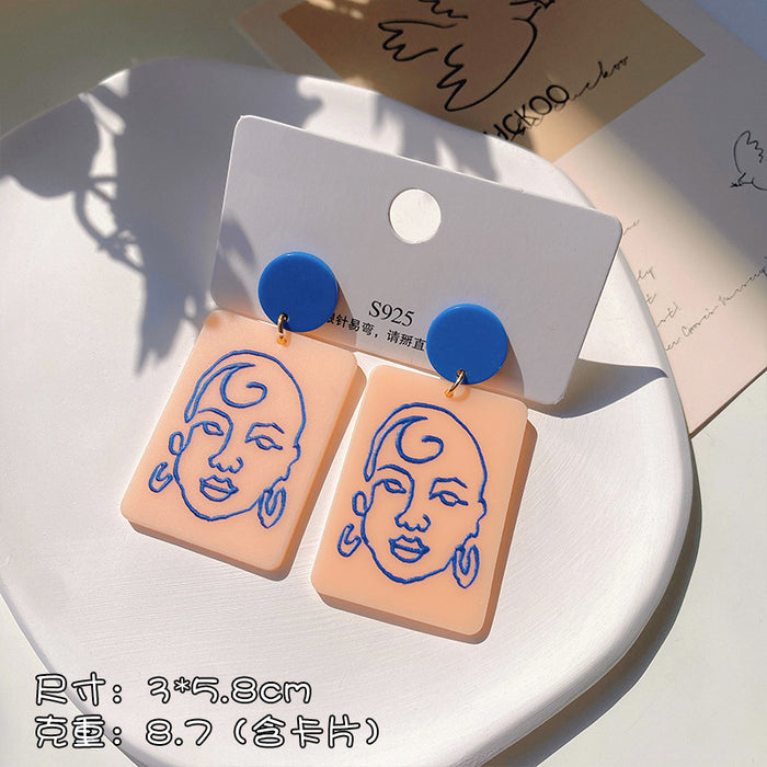 Jewelry WholesaleWholesale geometric candy color graffiti embossed stud stud earrings MOQ≥2 JDC-ES-XiaY002 Earrings 夏樱 %variant_option1% %variant_option2% %variant_option3%  Factory Price JoyasDeChina Joyas De China