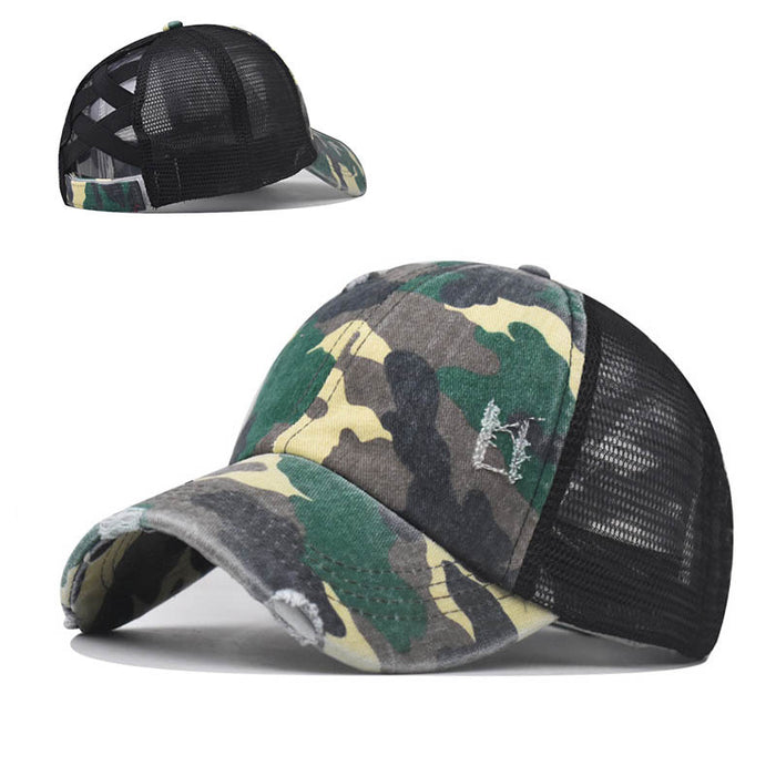 Wholesale cotton back open ponytail hat ponytail camouflage baseball cap MOQ≥2 JDC-FH-EXu007