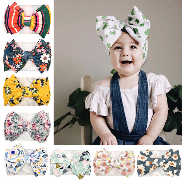 Wholesale Printed Big Bow Kids Hair Accessories Headband MOQ≥2 JDC-HD-KAXi001