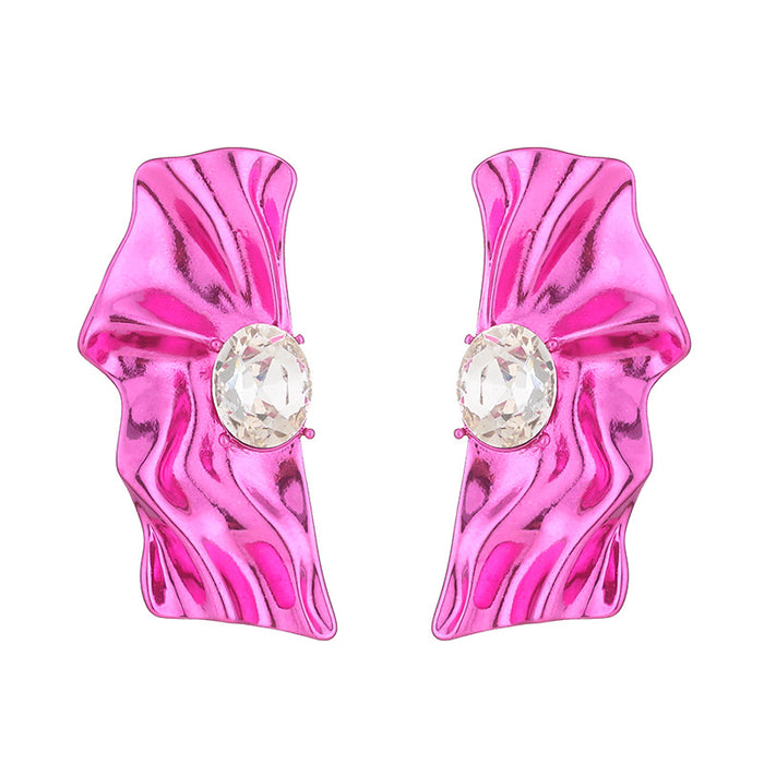 Wholesale Earrings alloy folds crystal statement earring MOQ≥2 JDC-ES-KenJ004