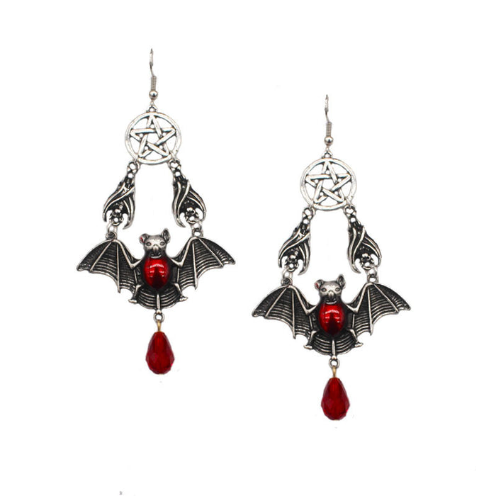 Jewelry WholesaleWholesale bat red drip oil pentagram alloy earrings JDC-ES-YYFF005 Earrings 燕羽飞飞 %variant_option1% %variant_option2% %variant_option3%  Factory Price JoyasDeChina Joyas De China