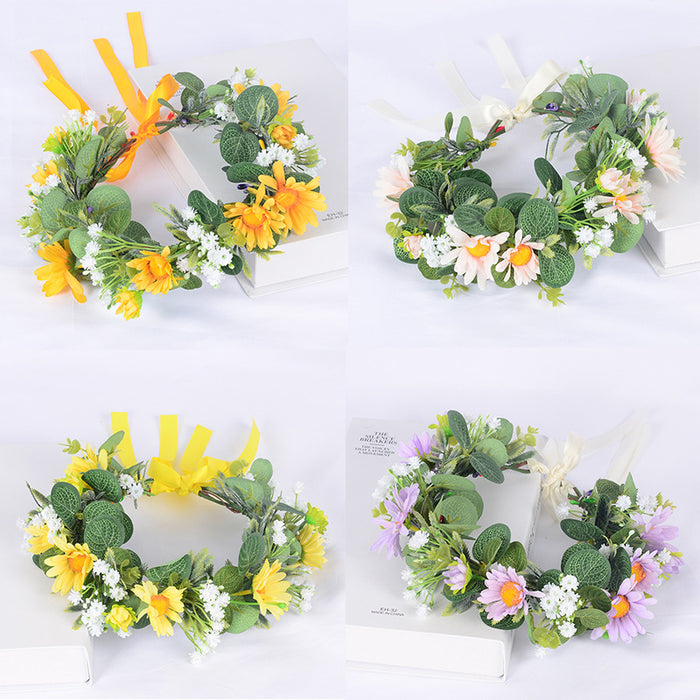 Wholesale Headband Fabric Simulation Gypsophila Eucalyptus Eucalyptus Leaf Garland JDC-HD-WeiH001