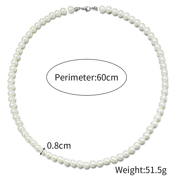 Wholesale Personality Men's Pearl Necklace Hip Hop Punk JDC-NE-ZhuJ006