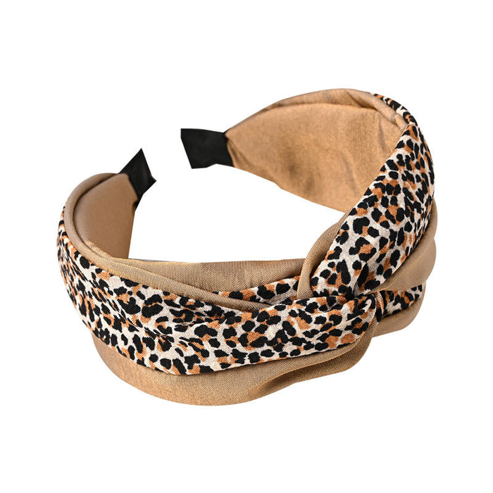 Wholesale Brown Fabric Leopard Print Headband JDC-HD-wuxuan005