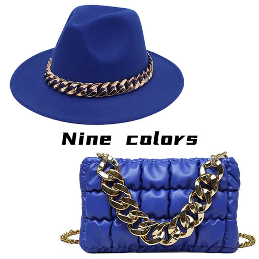 Jewelry WholesaleWholesale Cashmere Acrylic Chain Jazz Cap Leather Bag Set JDC-FH-HanDi001 Fashionhat 汉迪 %variant_option1% %variant_option2% %variant_option3%  Factory Price JoyasDeChina Joyas De China