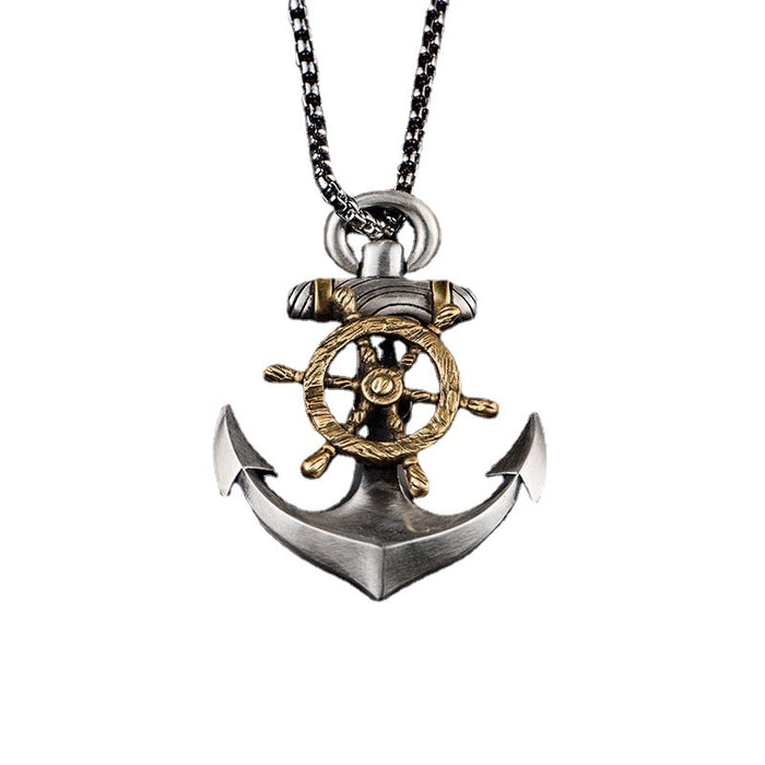 Wholesale retro anchor necklace men's trendy personality hip-hop all-match rotatable JDC-NE-HuaYuL005