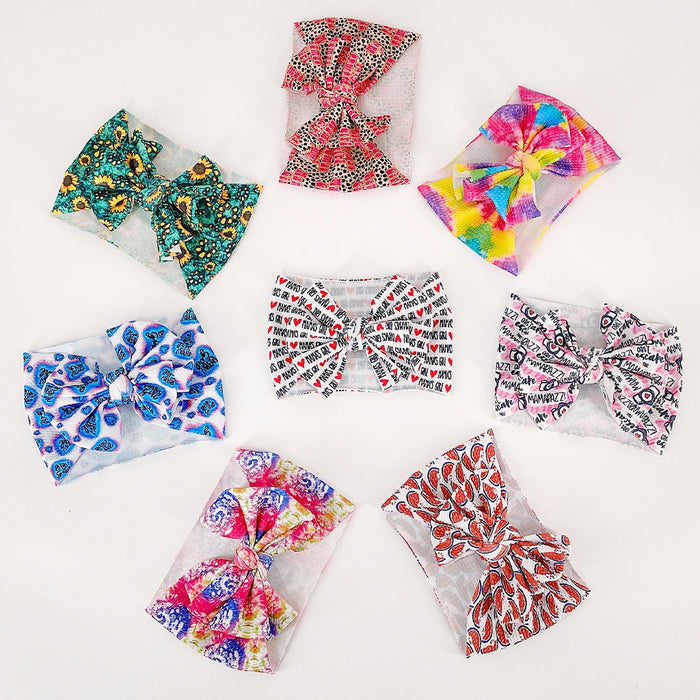 Wholesale DIY Fabric Baby Printed Bow Bandana sweatband JDC-HD-ML032