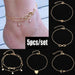 Jewelry WholesaleWholesale Set Combination Pearl Love Various Anklets 5 Piece Sets MOQ≥2 JDC-AS-RuiP002 Anklets 瑞普 %variant_option1% %variant_option2% %variant_option3%  Factory Price JoyasDeChina Joyas De China