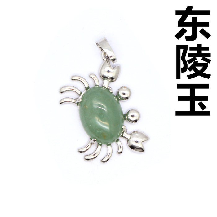 Wholesale necklace titanium steel small crab small pendant purple agate MOQ≥2 JDC-NE-Jinshe005