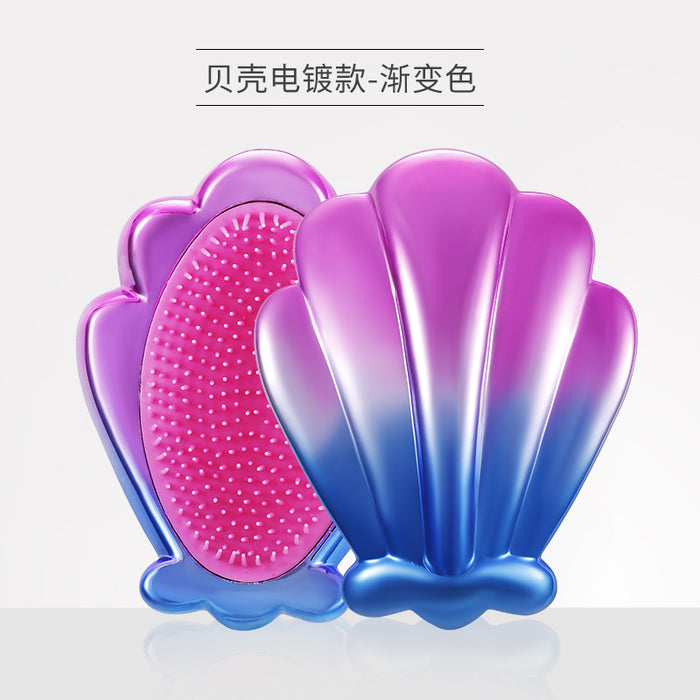 Wholesale Comb Plastic Glitter Electroplating Shell Comb Hairdressing Comb Anti-knot MOQ≥3 JDC-CM-KouM003