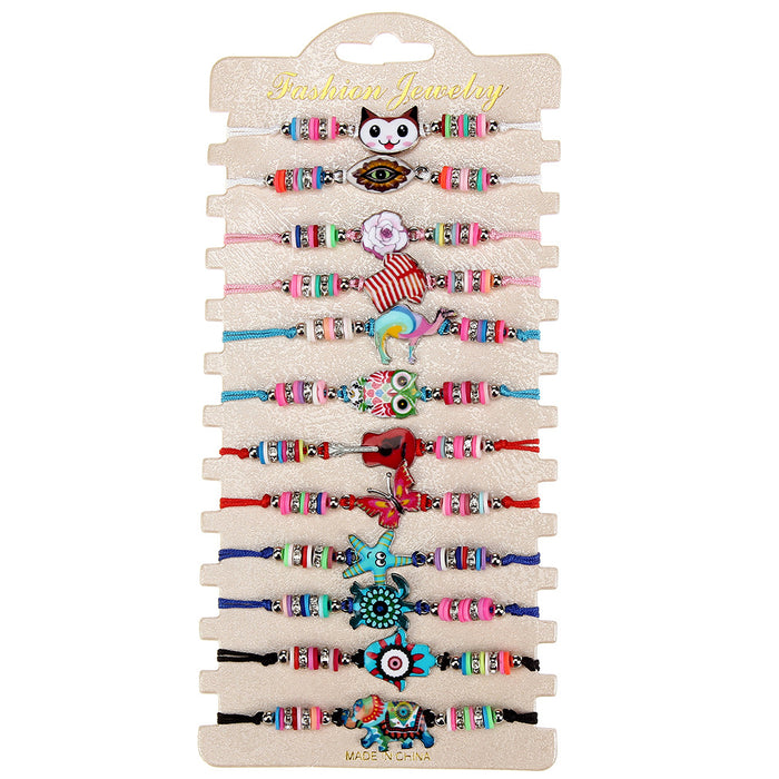 Wholesale Children's 12 Set Alloy Animal Braided Bracelet JDC-BT-ZheQ032