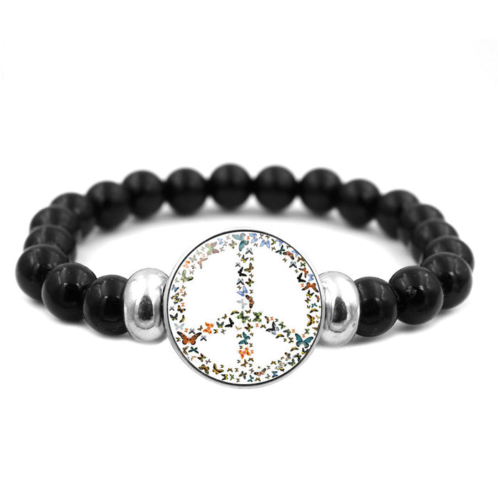 Wholesale Peace Sign Resin Beaded Plexiglas Bracelet JDC-BT-Jiayun002