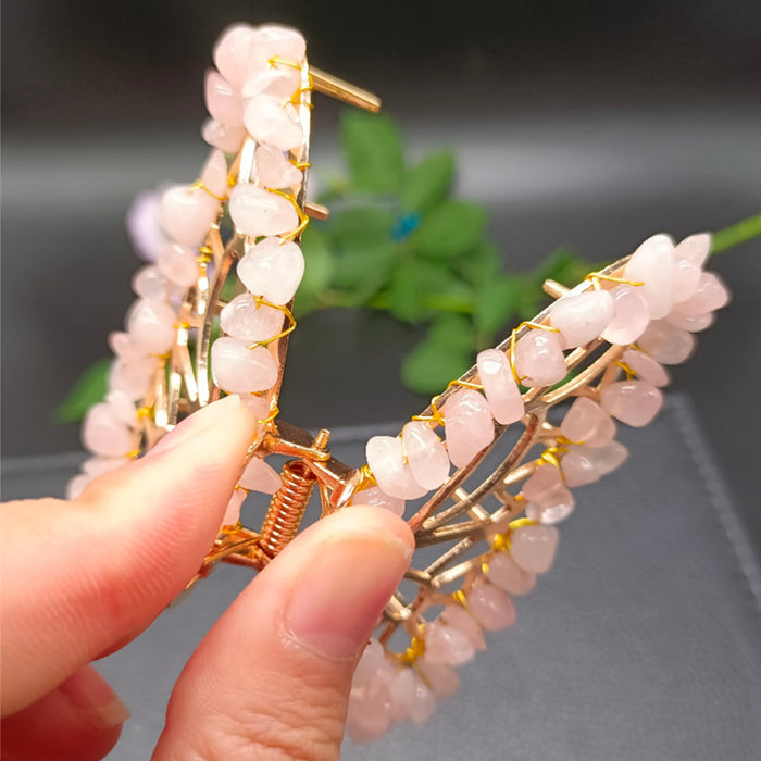 Wholesale Natural Crystal Alloy Square Mouth Gravel Hair Grab Hair Clip JDC-HC-ZHIY001