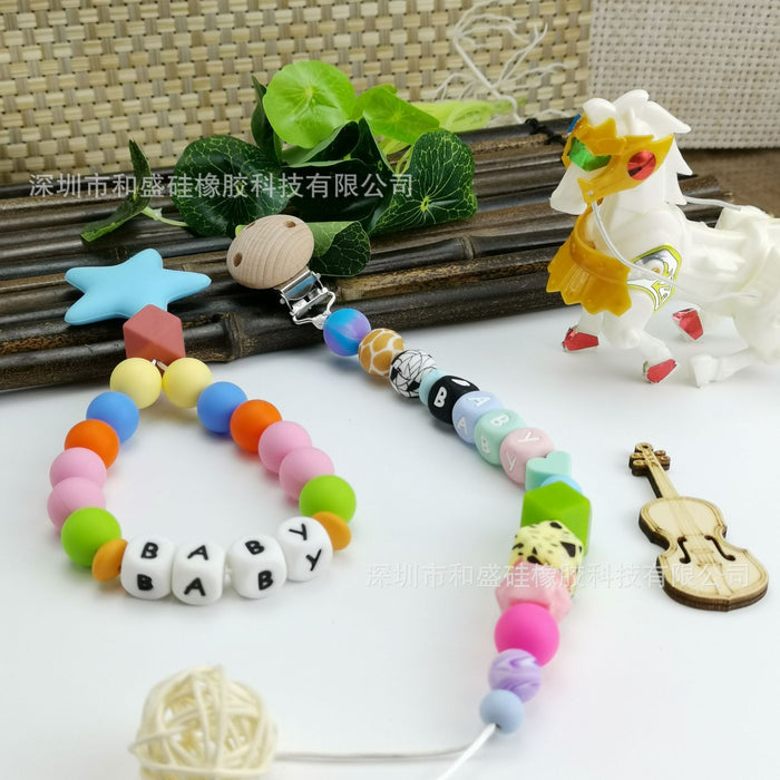 Wholesale DIY Alphabet Beads Tetrache Food Grade Pacifier Chain MOQ≥50 JDC-DIY-HeS002