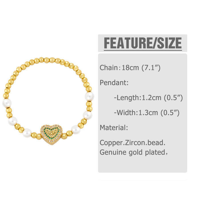 Wholesale Bracelet Copper Plated 18K Gold Heart Shaped Diamond JDC-PREMAS-BT-004