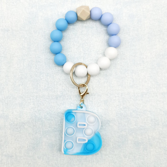 Wholesale Decompressed Letter Silicone Beaded Wristlet Keychain JDC-KC-DY018