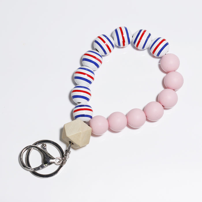 Wholesale Silicone Beaded Wristlet Keychain MOQ≥2 JDC-KC-NXD001