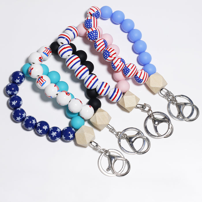 Wholesale Silicone Beaded Wristlet Keychain MOQ≥2 JDC-KC-NXD001