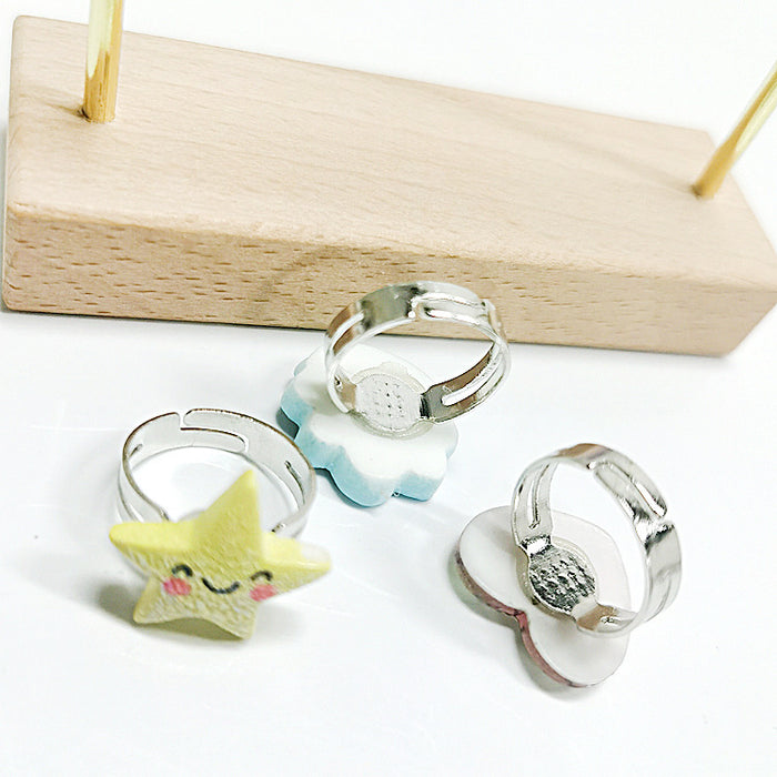 Wholesale Ring Cartoon Kids Alloy Resin Ring Adjustable MOQ≥100 JDC-RS-NanD006