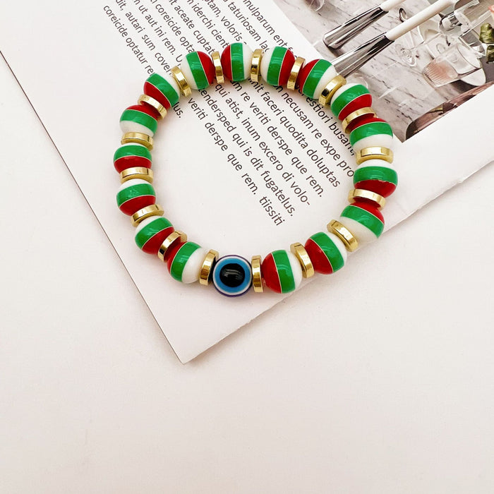 Wholesale Christmas Colorful Blue Eyes Stretch Bracelet MOQ≥2  JDC-BT-QingH003