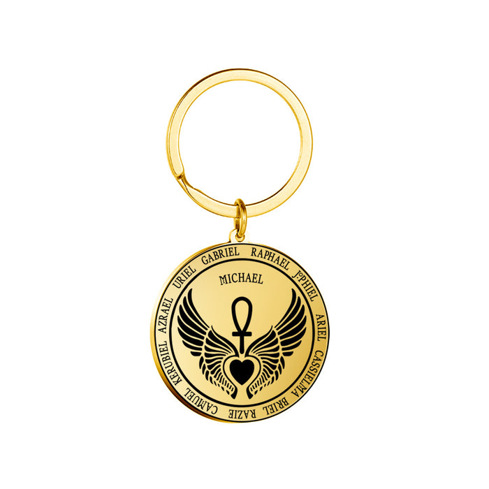 Wholesale Keychain Archangel Michael Rune Stainless Steel MOQ≥3 JDC-KC-GEXA001