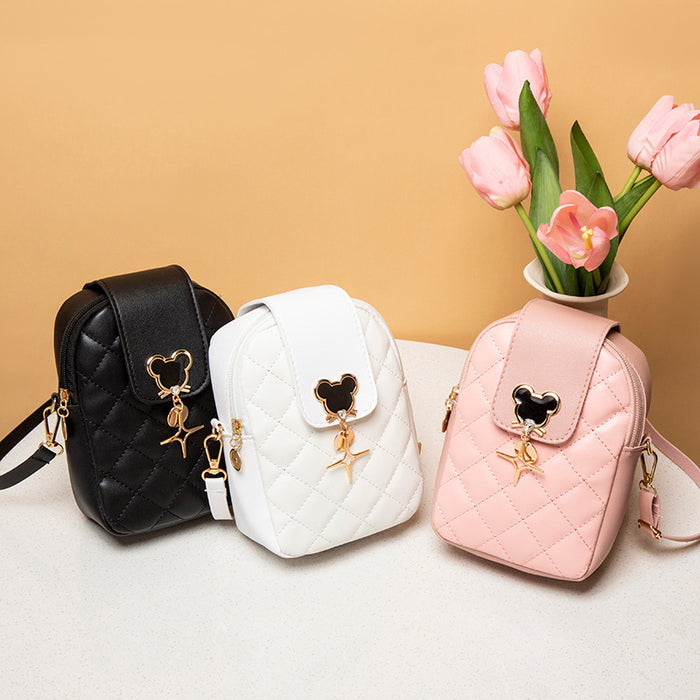 Wholesale embroidered mobile phone bag lipstick bag rhombus chain messenger bag JDC-BP-ShiC006