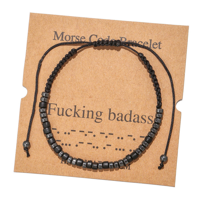 Jewelry WholesaleWholesale Morse Code Black Iron Stone Beaded Braided Bracelet JDC-BT-ZhuJ002 Bracelet 诛积 %variant_option1% %variant_option2% %variant_option3%  Factory Price JoyasDeChina Joyas De China