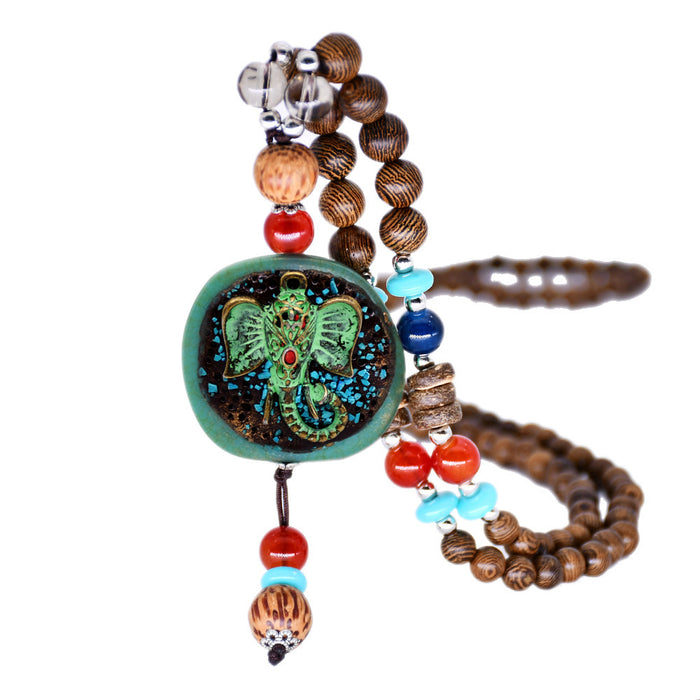 Wholesale Necklace Wooden Vintage Long Beaded Buddha Beads Sweater Chain JDC-NE-YouF018