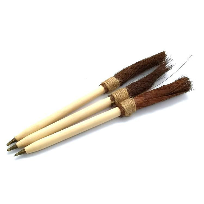 Wholesale Ballpoint Pen Bamboo Wood Halloween Witch Broom Ballpoint Pen MOQ≥2 JDC-BP-XYJ001