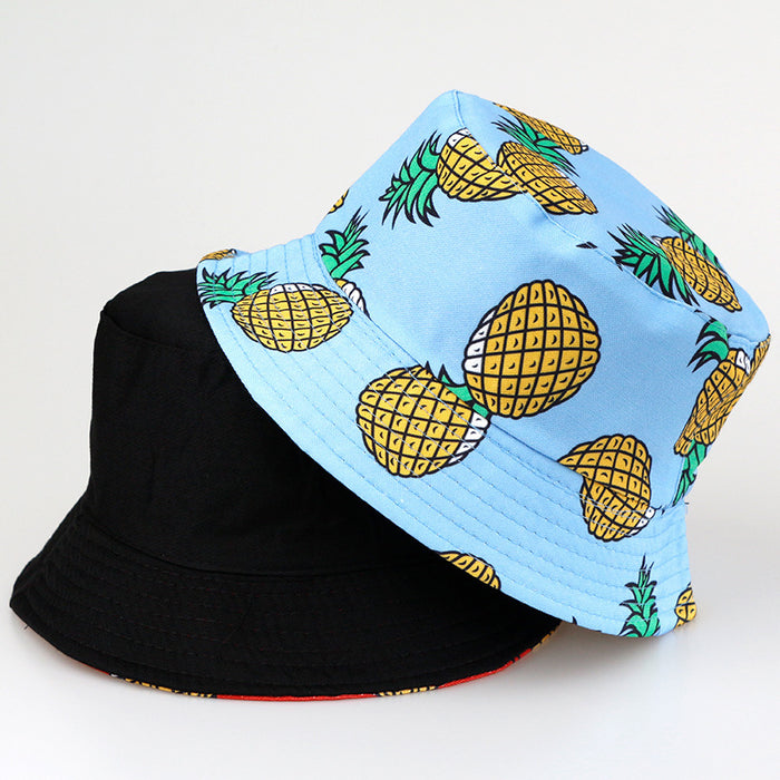 Wholesale Double Sided Pineapple Bucket Hat Surf Sun Protection Sun Hat JDC-FH-YFan003