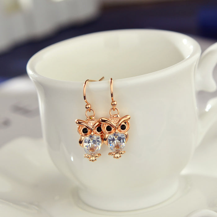 Wholesale Owl Alloy Diamond Earrings MOQ≥5 JDC-ES-JYS002