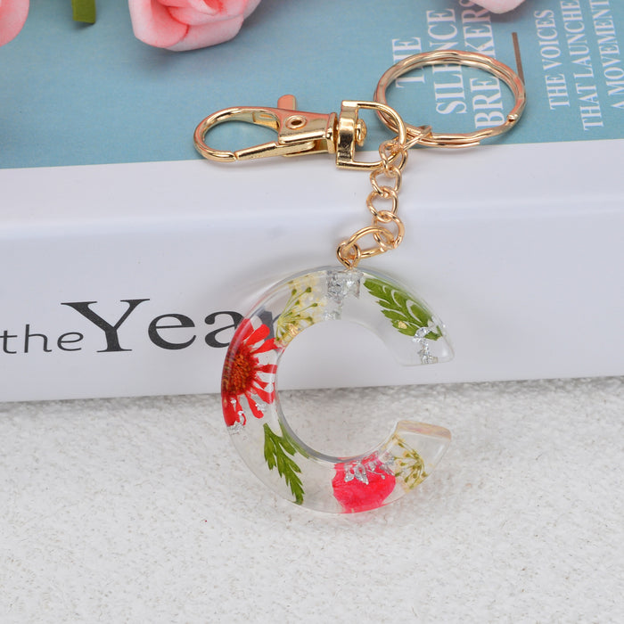 Jewelry WholesaleWholesale dried flower daisy 26 letters Keychain JDC-KC-YiWa002 Keychains 伊娃 %variant_option1% %variant_option2% %variant_option3%  Factory Price JoyasDeChina Joyas De China