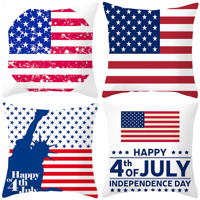 Wholesale 4th of July Independence Day Pillowcase Peach Skin Print MOQ≥2 JDC-PW-Jinze001