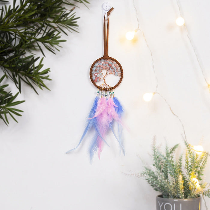 Jewelry WholesaleWholesale Tree of Life Pink FeatherCatcher JDC-DC-MGu012 Dreamcatcher 梦罟 %variant_option1% %variant_option2% %variant_option3%  Factory Price JoyasDeChina Joyas De China