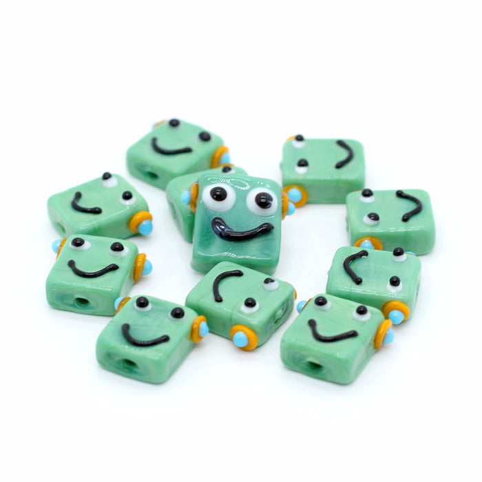 Wholesale Pendant Glass Beads Cute Robot Diy Glass Beaded Accessories MOQ≥2 JDC-PT-BiLai001