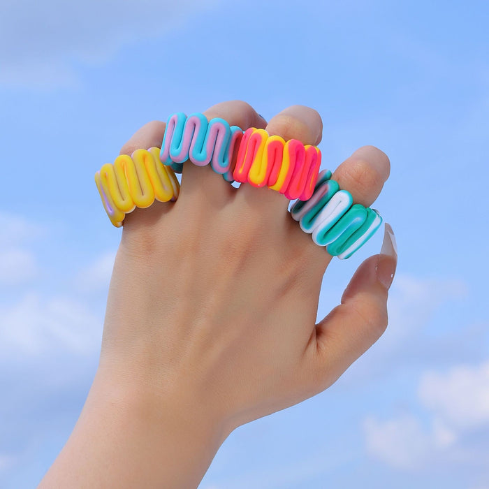 Wholesale Cute Clay Ring Retro Exaggerated Multicolor JDC-RS-A106