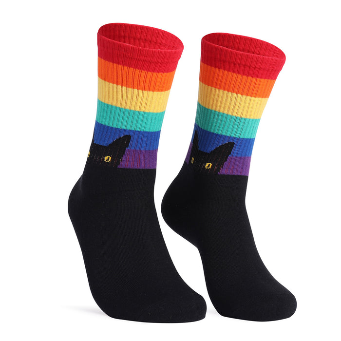 Wholesale socks combed cotton mid tube socks black cat JDC-SK-DFF009