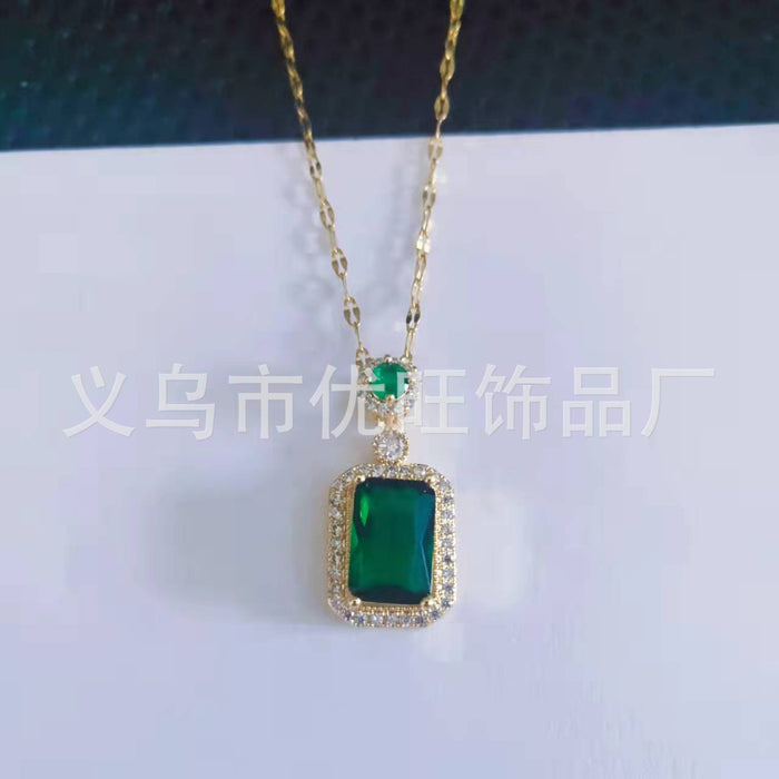 Wholesale Earrings Copper Emerald Crystal Zircon Necklace Ring Jewelry Set MOQ≥2 JDC-ES-YouW001