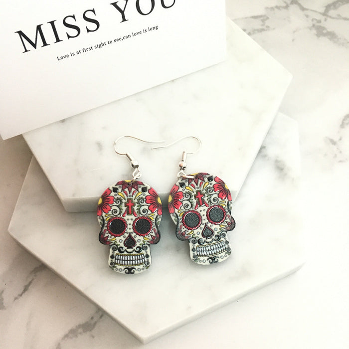 Wholesale Acrylic Skull Drop Earrings JDC-ES-Yiy001