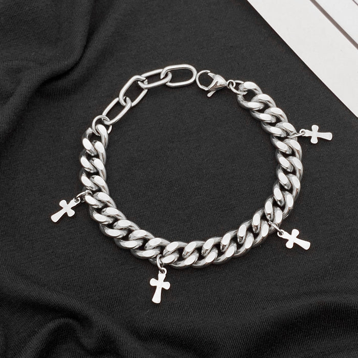 Jewelry WholesaleWholesale Titanium Steel Cross Cuban Hip Hop Couple Bracelet JDC-BT-JiuB002 Bracelet 玖柏 %variant_option1% %variant_option2% %variant_option3%  Factory Price JoyasDeChina Joyas De China