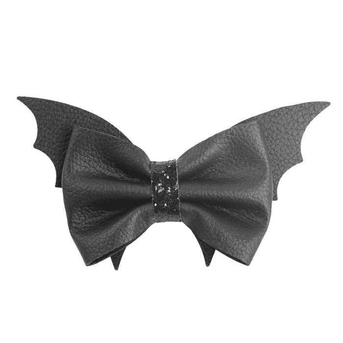 Wholesale Hair Clips Leather Black Bat Halloween MOQ≥5 JDC-HC-HaiS002