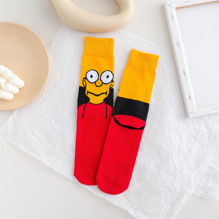 Wholesale spring female cartoon creative pattern straight sports socks JDC-SK-YMS001