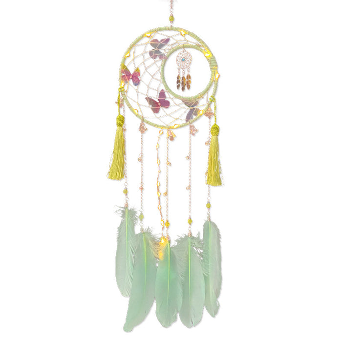 Wholesale high-end feather dreamcatcher ornaments hand-woven wind chimes MOQ≥2 JDC-DC-MYing011