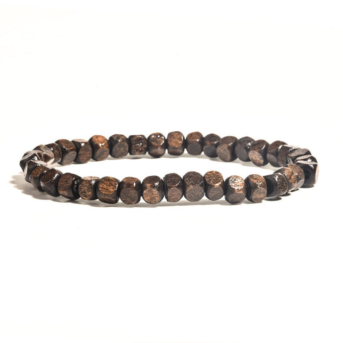 Wholesale Volcanic Stone Wood Bead Bracelet Hematite Beaded Men Polished MOQ≥2 JDC-BT-ManS008